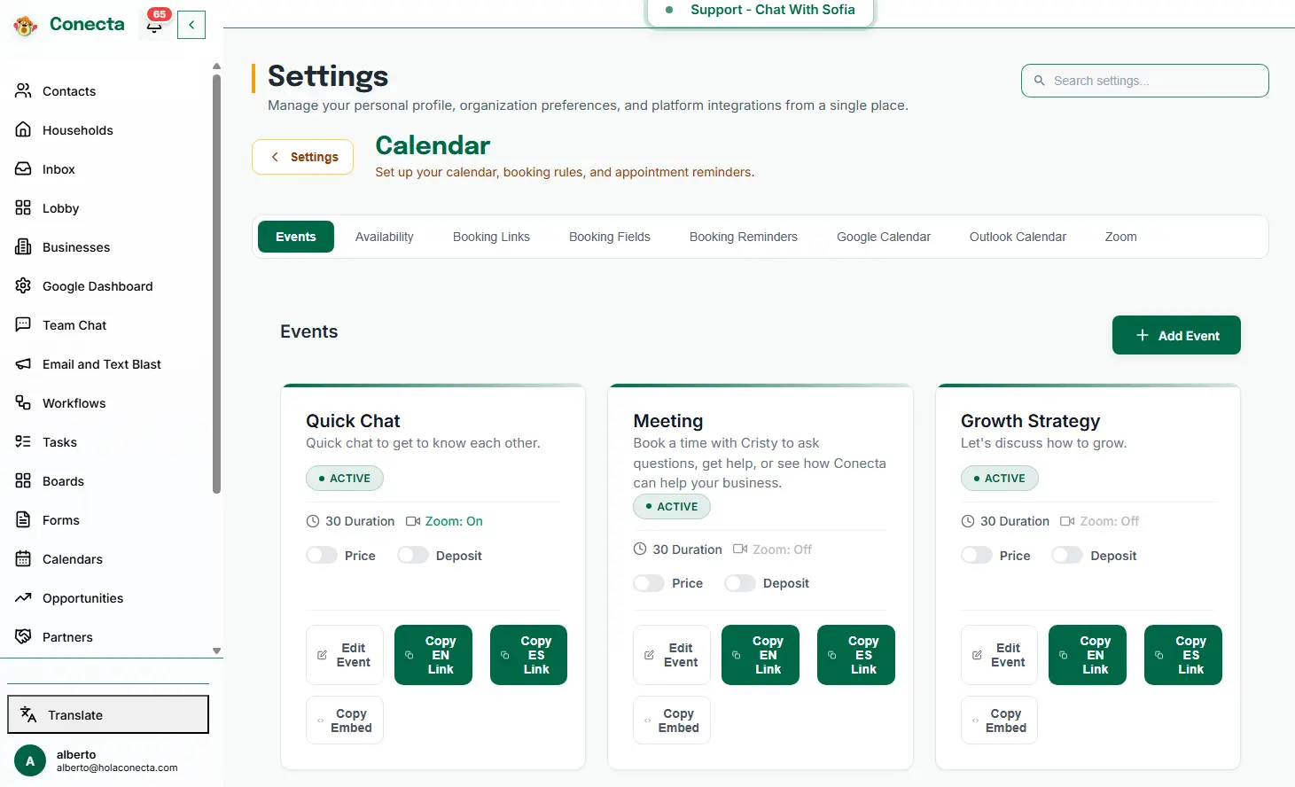 Booking feature